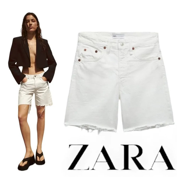 Zara Pants - ZARA | Ecru | TRF LOOSE FIT DENIM SHORTS